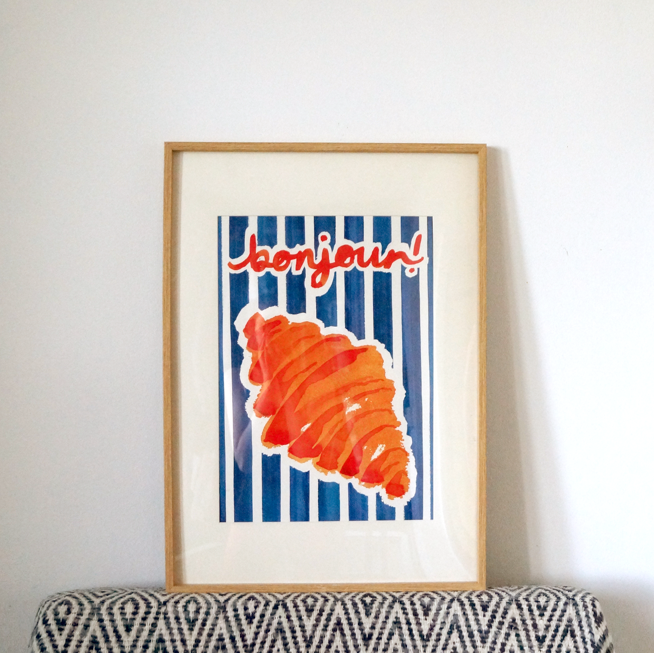 'Bonjour' Croissant - A3 Art Print