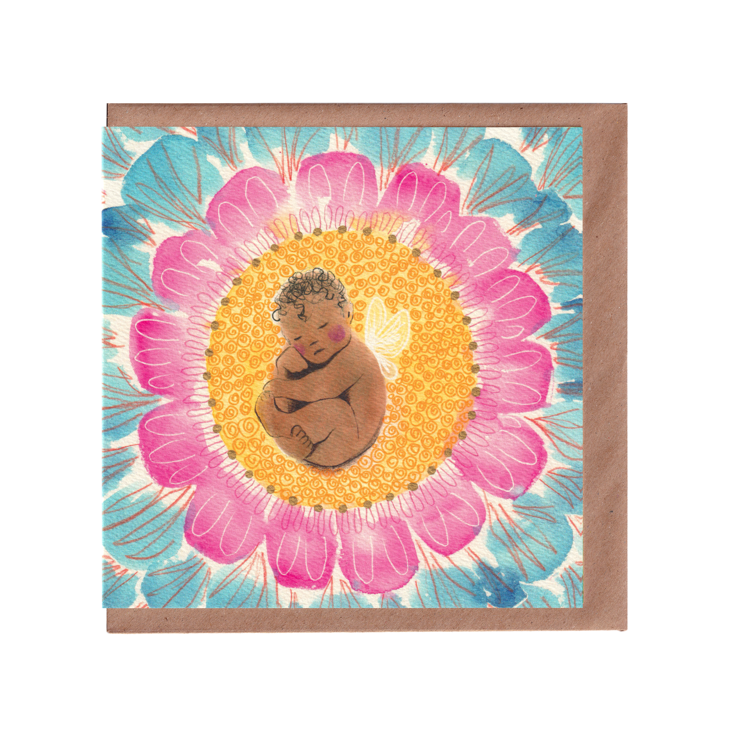 Flower Fairy Baby Greetings Card