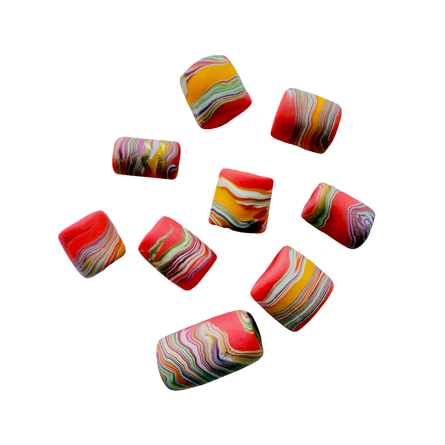 Handmade Pink Marble Beads Set
