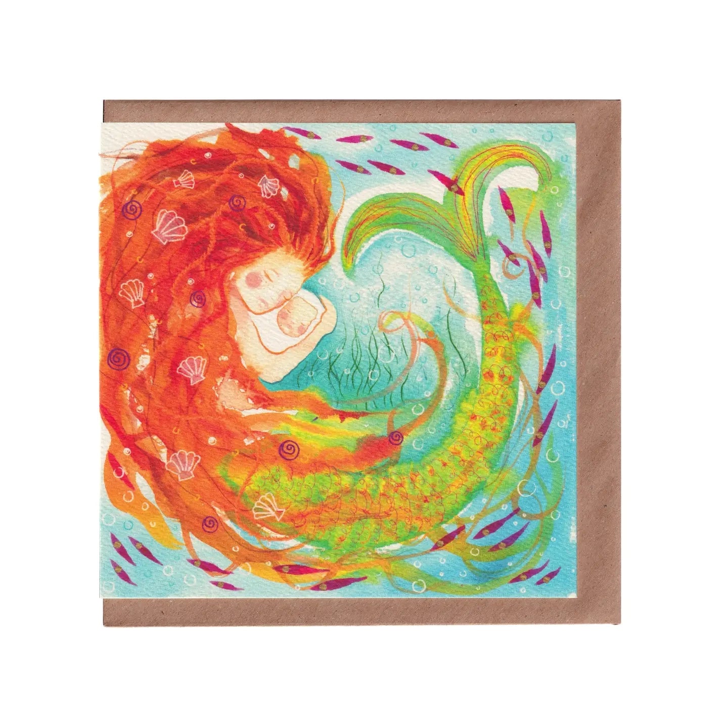Mermaid Mummy & Baby Greetings Card