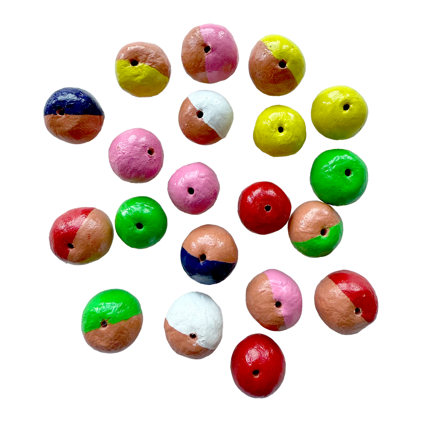 Handmade Painted Clay Beads Set