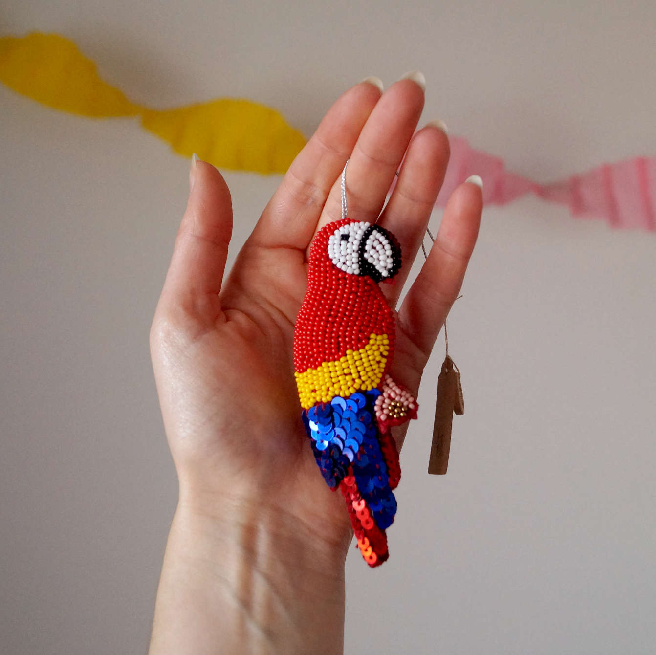 Handmade Beaded Parrot Decoration