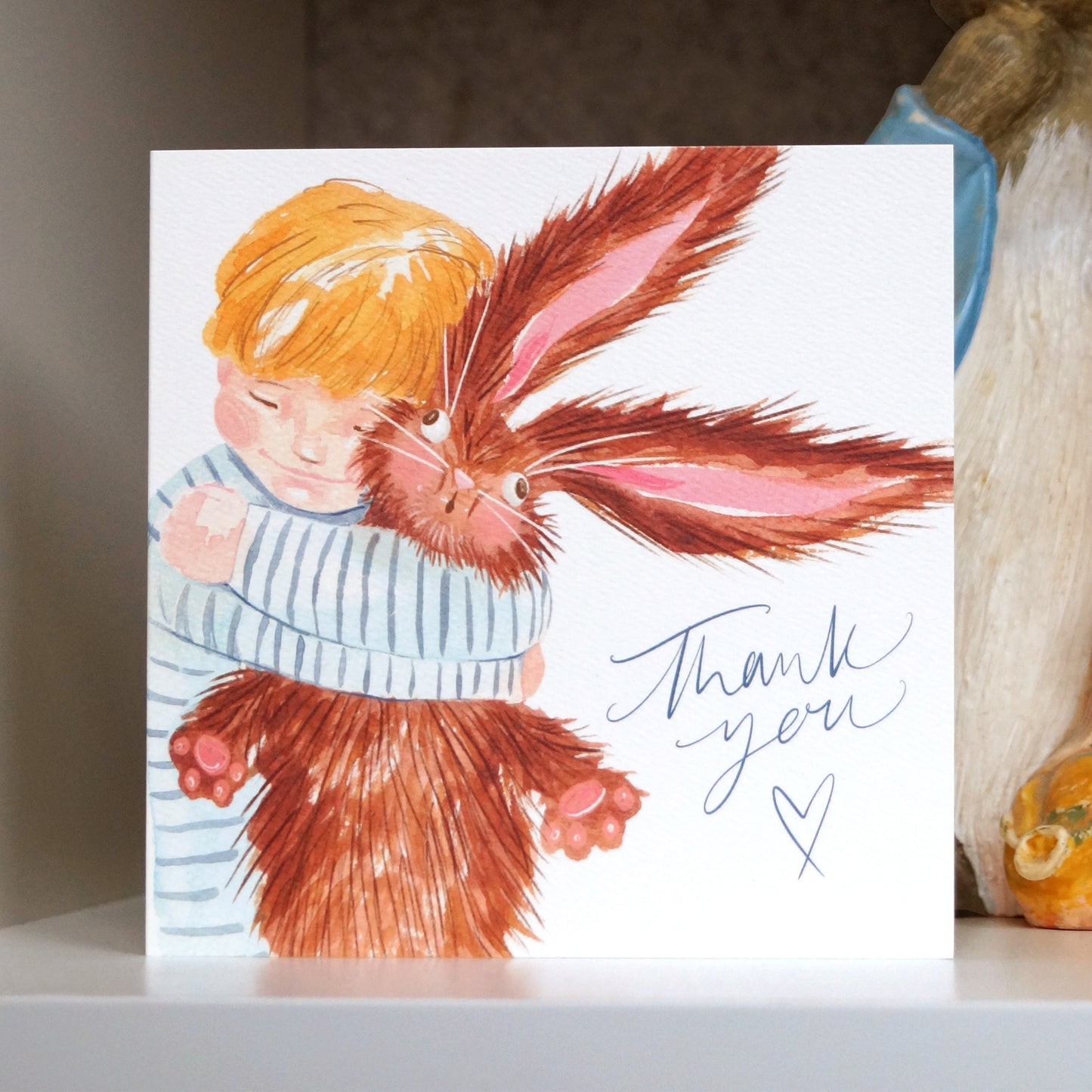 Thank You Greetings Card - Bunny Cuddles