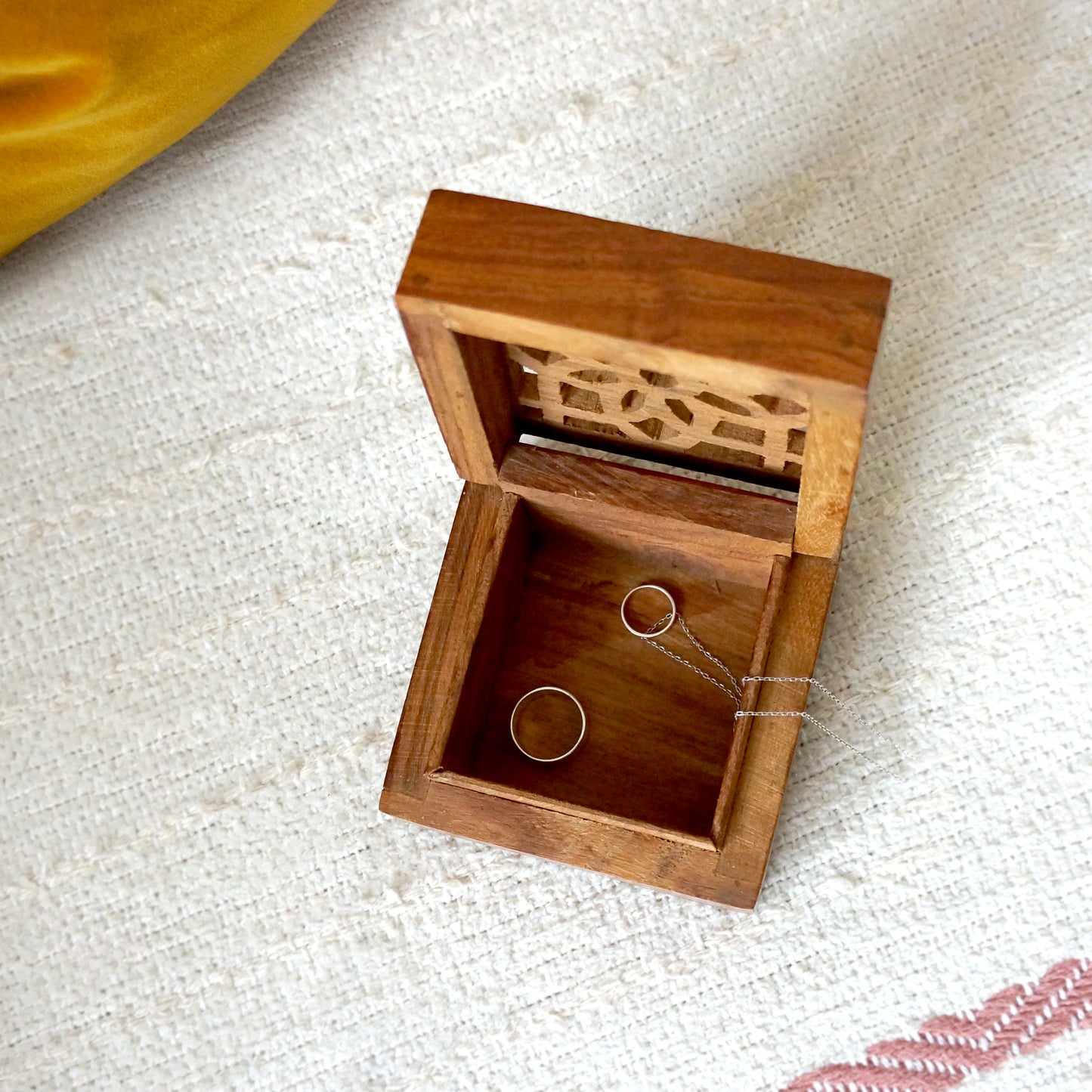 Hand Carved Wooden Trinket Box - Inside - Bella & The Moon (Handmade Gifts and Stationery)