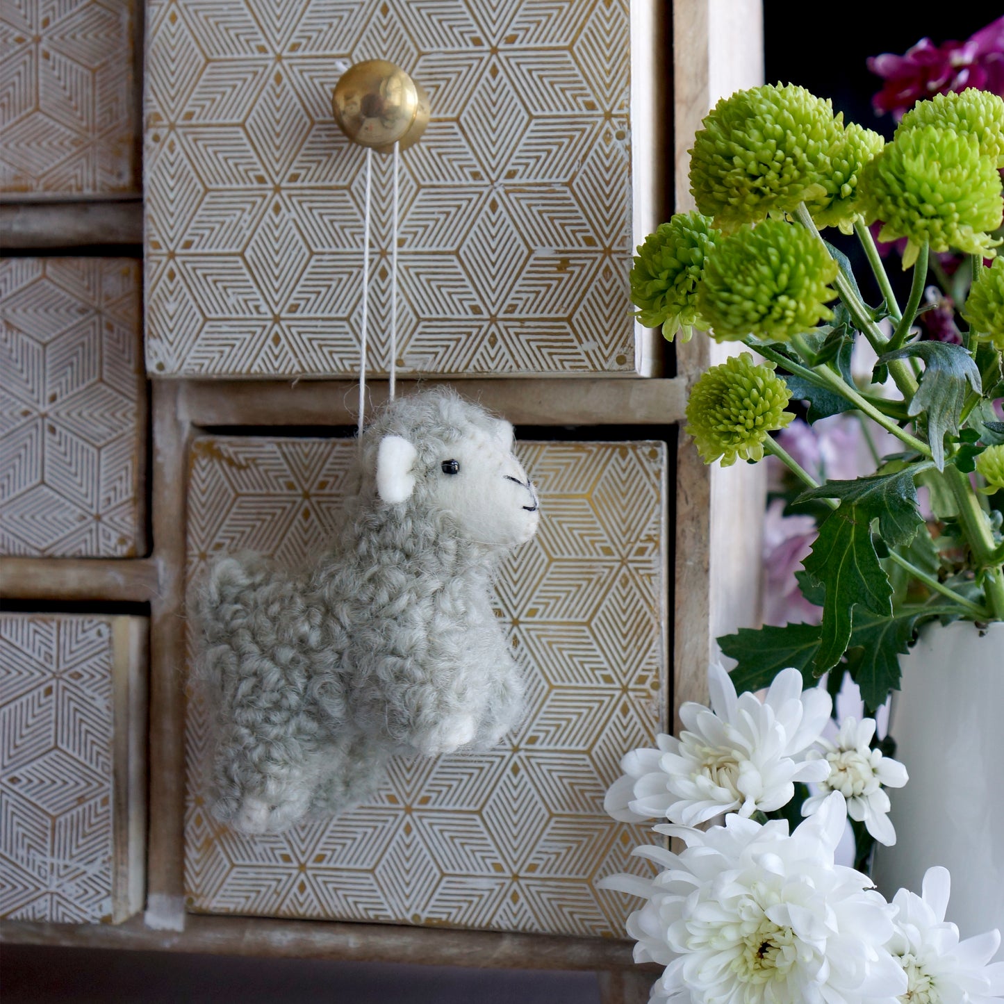 Handmade Felt Sheep Decoration - Approx 9cm x 5cm x 8cm - Bella & The Moon (Handmade Gifts and Stationery)