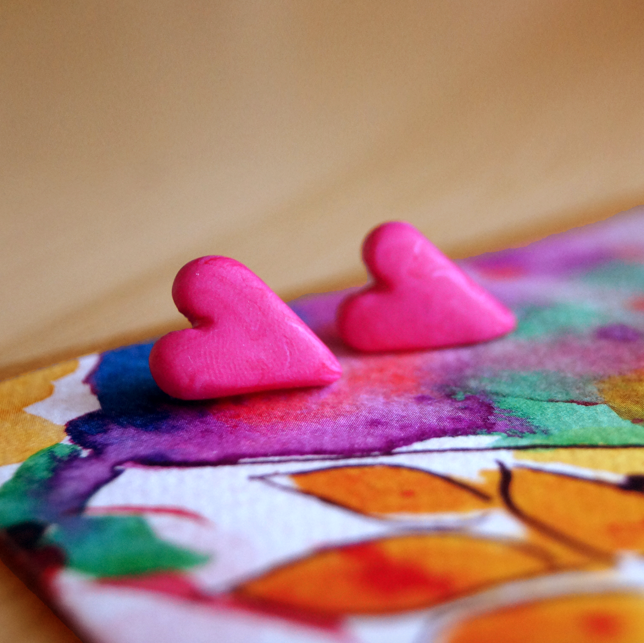 Handmade Love Heart Stud Earrings