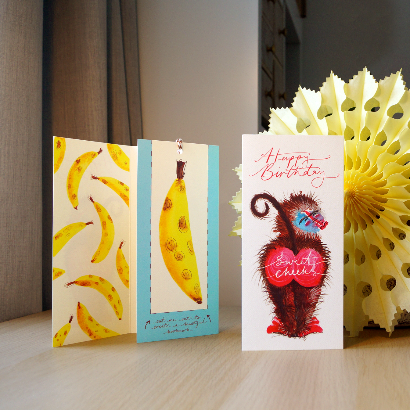 NEW: Happy Birthday Baboon - Cut-Out Bookmark Greetings Card