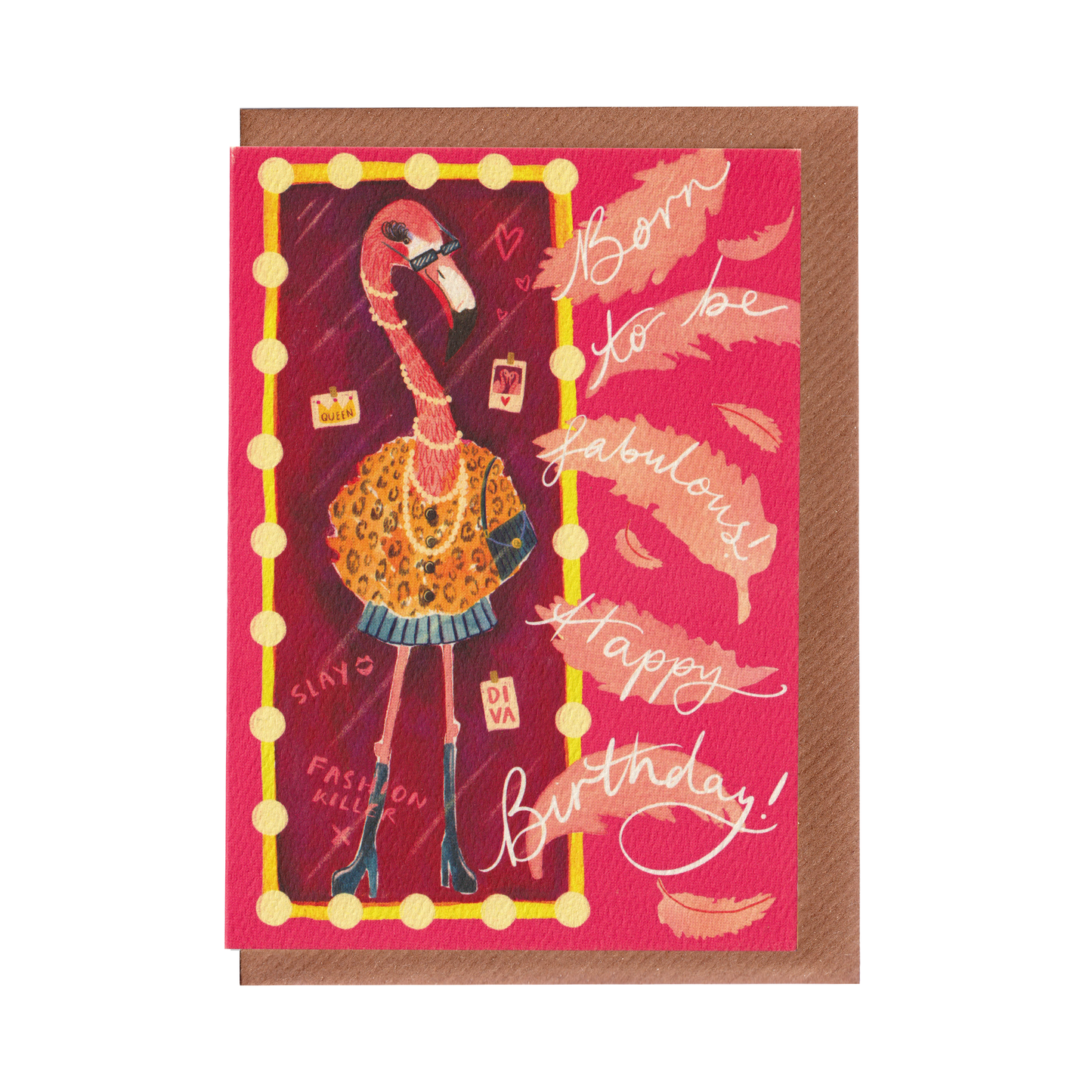 Born to be Fabulous - Flamingo Birthday Greetings Card