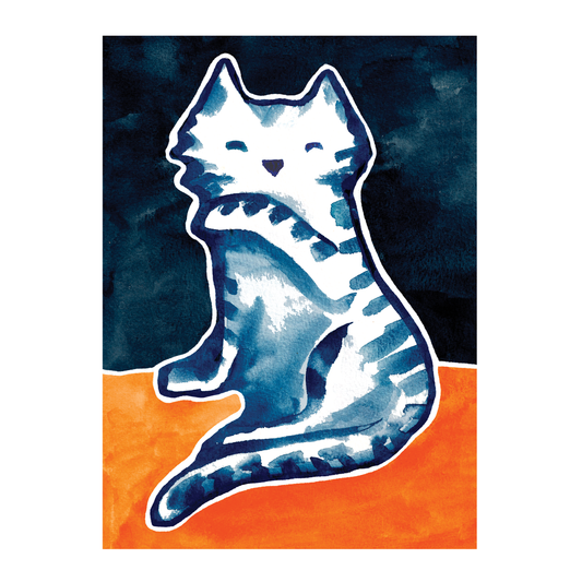 The Blue Cat - A3 Art Print