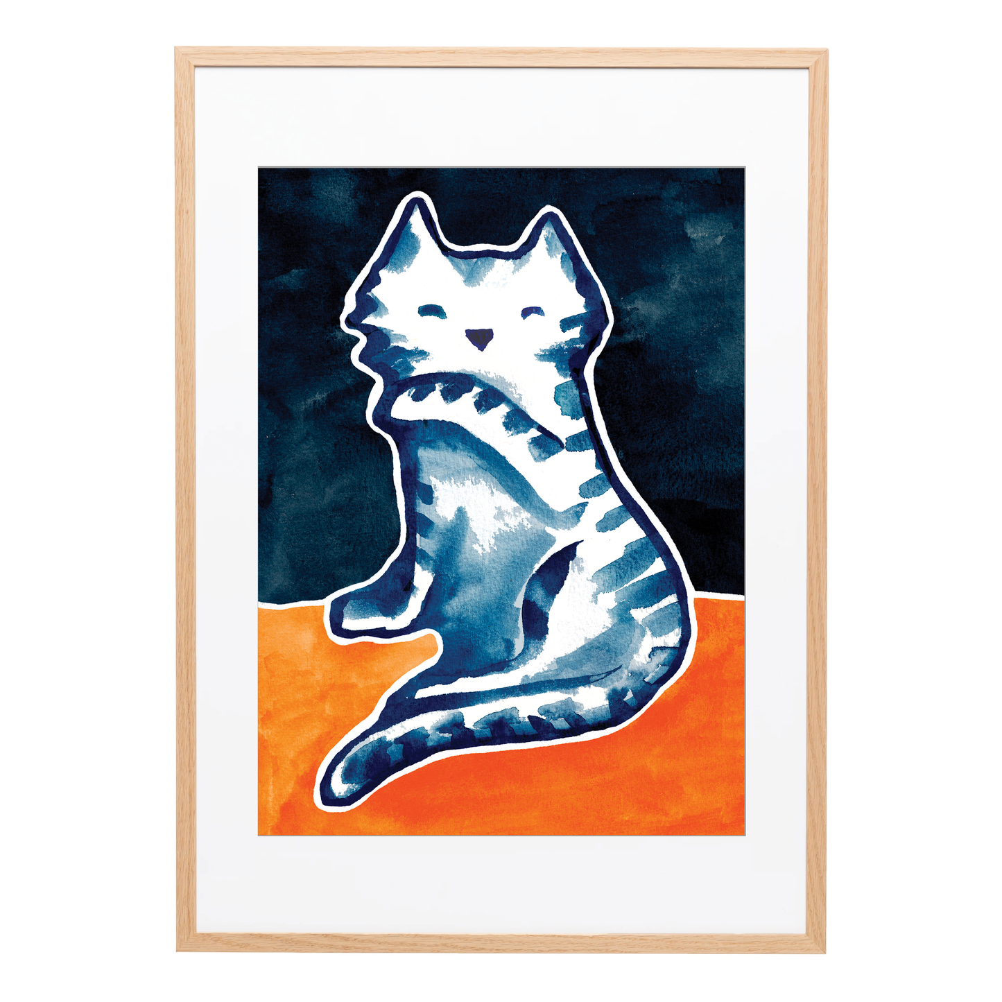 The Blue Cat - A3 Art Print