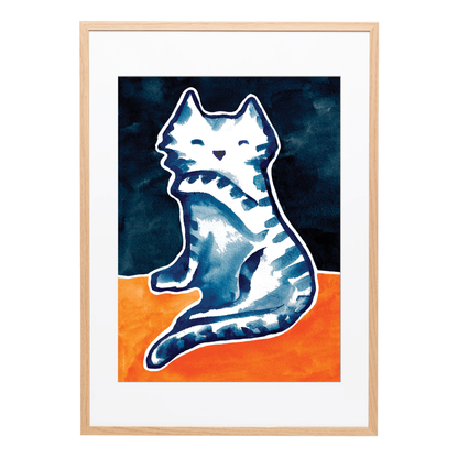 The Blue Cat - A3 Art Print
