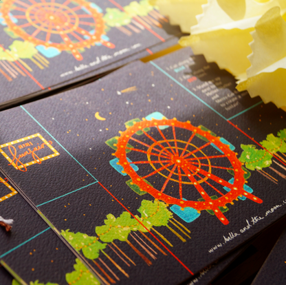A decorative set of pop-up funfair cards with carnival-themed illustrations. Kids crafts and gifts. Bella & The Moon gifts and stationery
