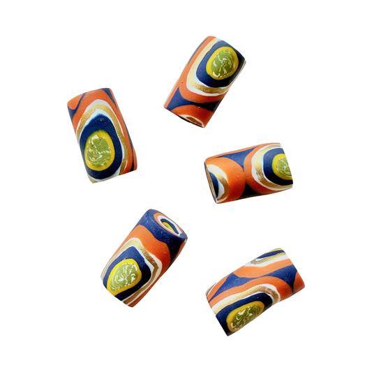 Handmade Oblong Peacock Eye Beads