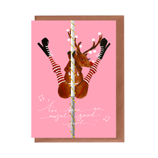 PREORDER: Pole Dancing Rudolph - Christmas Greetings Card