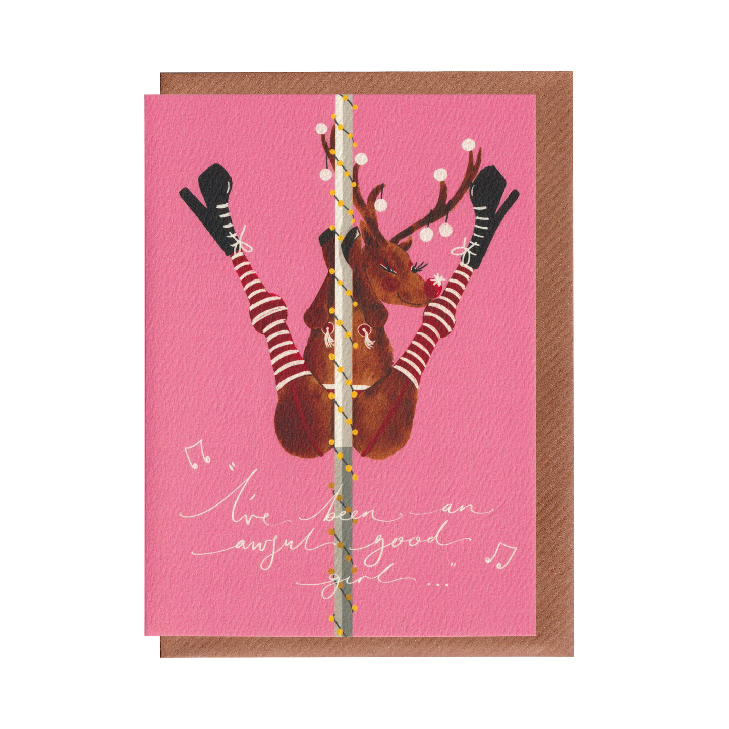 Pole Dancing Rudolph - Christmas Greetings Card