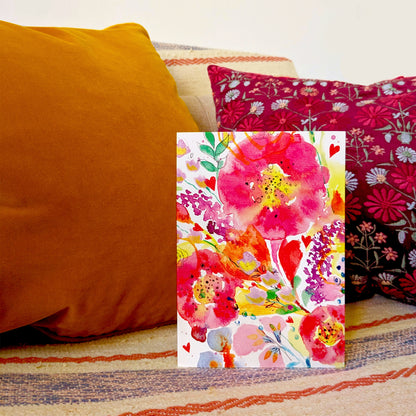 Pink Posy Watercolour Greetings Card