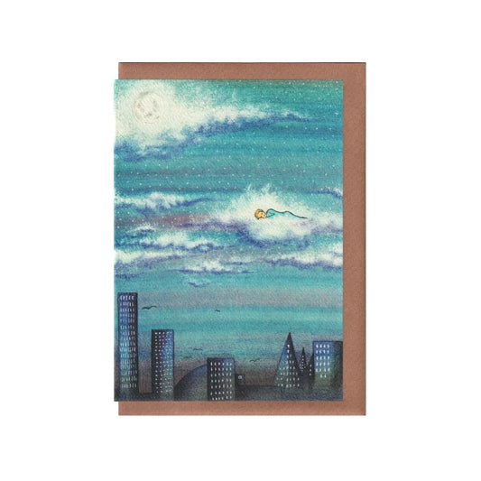Sleeping in the Clouds Greetings Card
