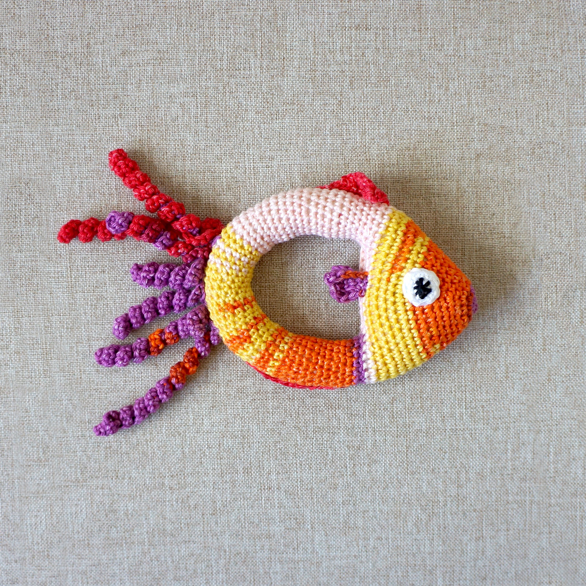 Handmade Crochet Fish Baby Rattle Style 1 - Bella & The Moon (Handmade Gifts and Stationery)