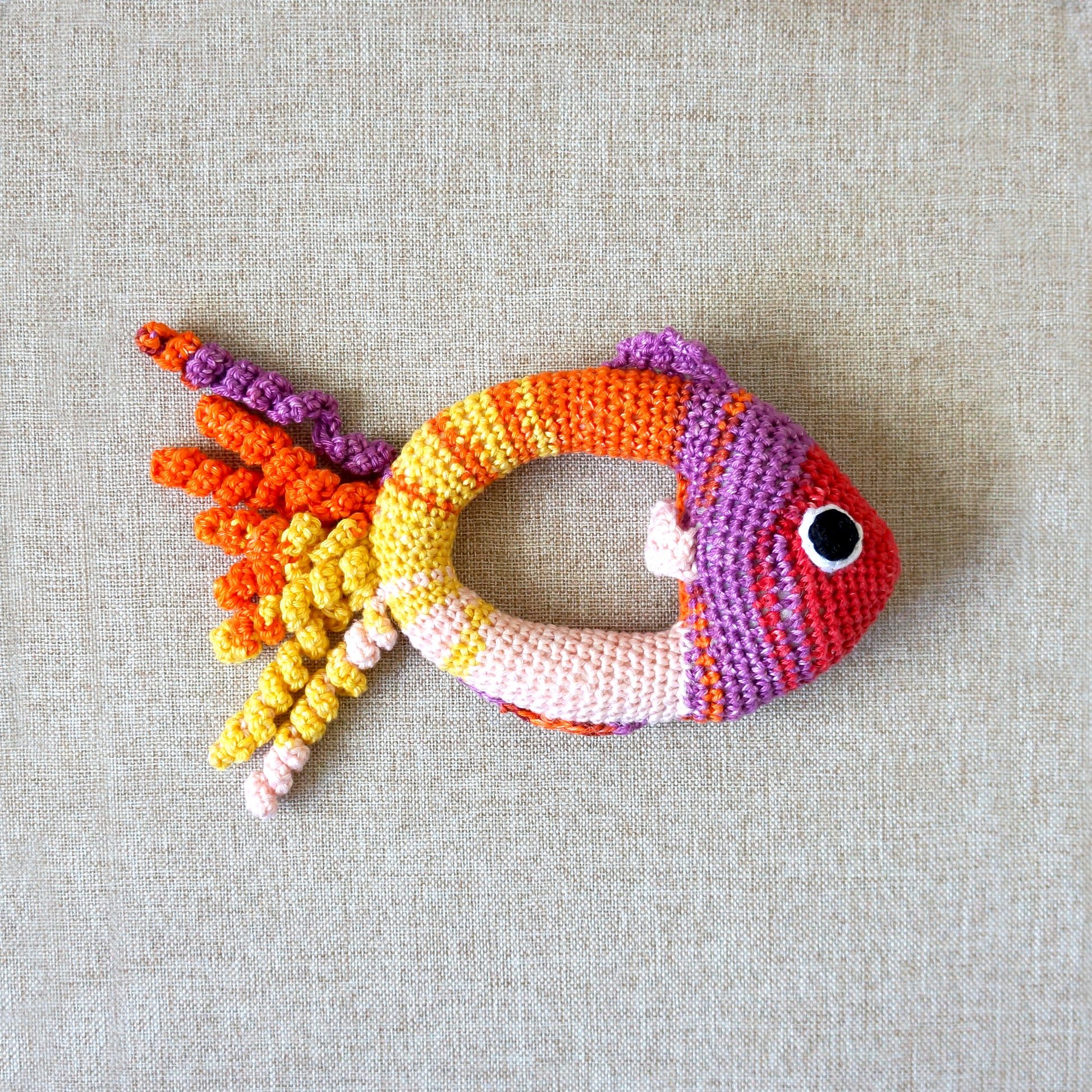 Handmade Crochet Fish Baby Rattle Style 2 - Bella & The Moon (Handmade Gifts and Stationery)