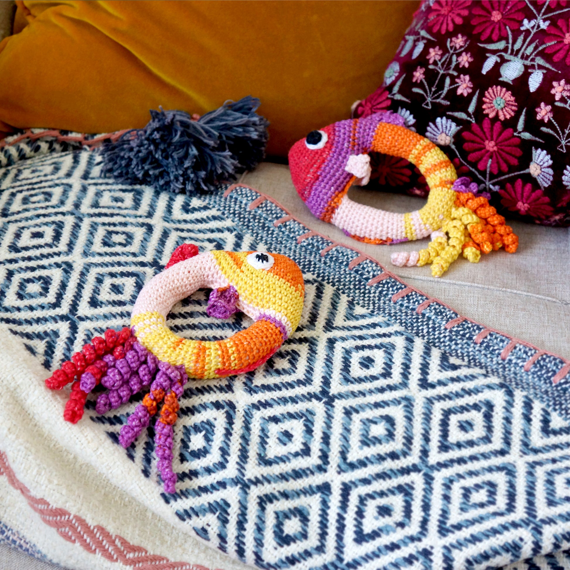 Handmade Crochet Fish Baby Rattles - Lifestyle - Bella & The Moon (Handmade Gifts and Stationery)