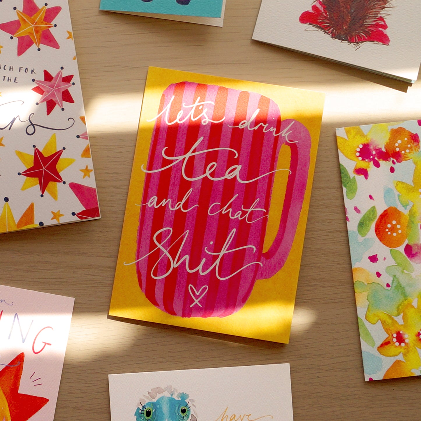 Let's Drink Tea & Chat Shit Greetings Card