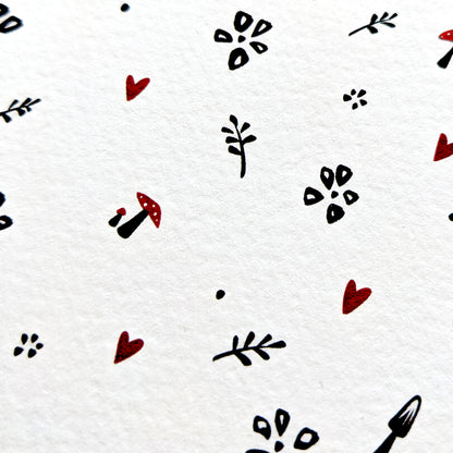 Forest Foliage Valentine's greetings card featuring a delicate forest-inspired foliage design, perfect for Valentine's Day, romantic occasions, or nature lovers. A6 in size and printed on premium quality 300gsm card stock. Designed by luxury gifts and stationery brand, Bella & The Moon.