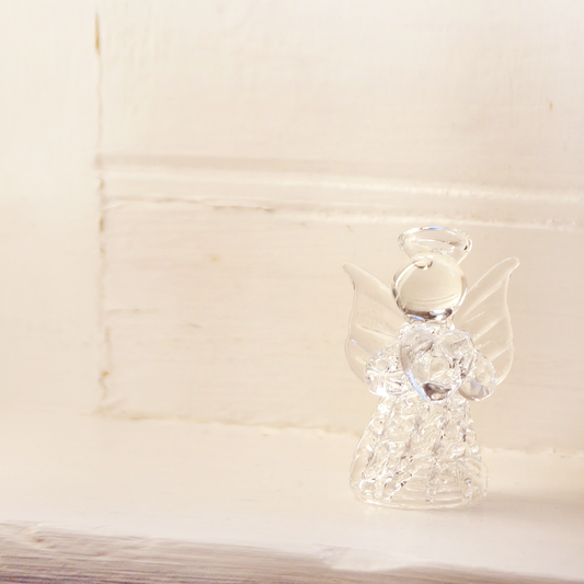 Glass Guardian Angel in a Handmade Felt Pocket