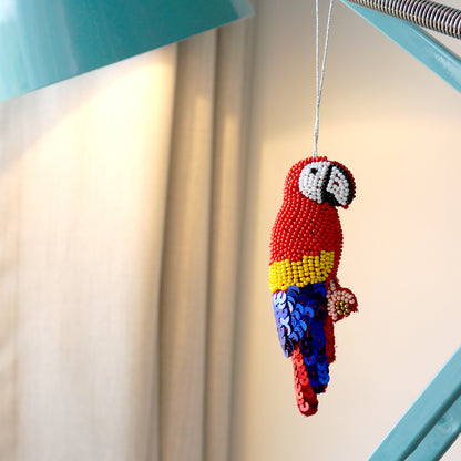 Handmade Beaded Parrot Decoration - 12cm x 5cm - Bella & The Moon  (Handmade Gifts and Stationery)