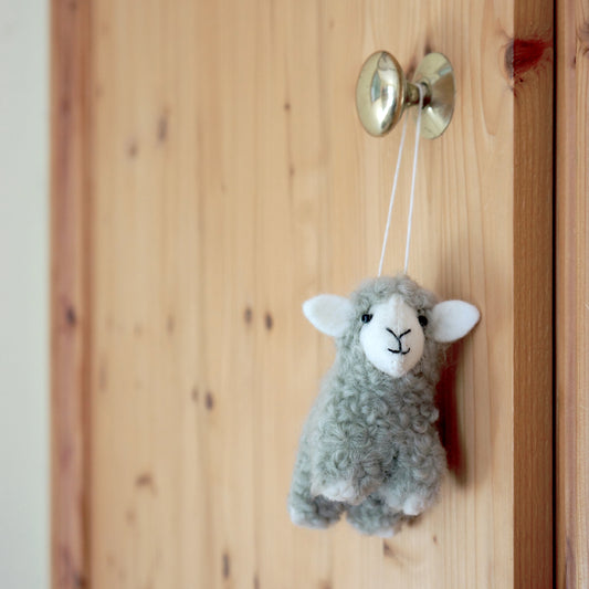 Handmade Felt Sheep Decoration - Approx 9cm x 5cm x 8cm - Bella & The Moon (Handmade Gifts and Stationery)