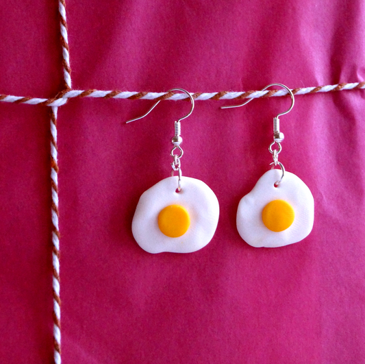 Handmade Fried Egg Earrings - Novelty Jewellery - Funny Jewellery - Bella & The Moon (Handmade Gifts and Stationery)