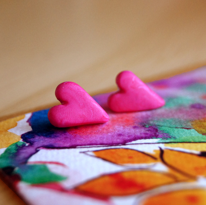 Handmade Love Heart Stud Earrings