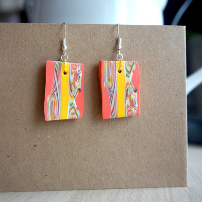 Handmade Pink Marble Earrings - Style 2 - Bella & The Moon (Handmade Gifts and Stationery)