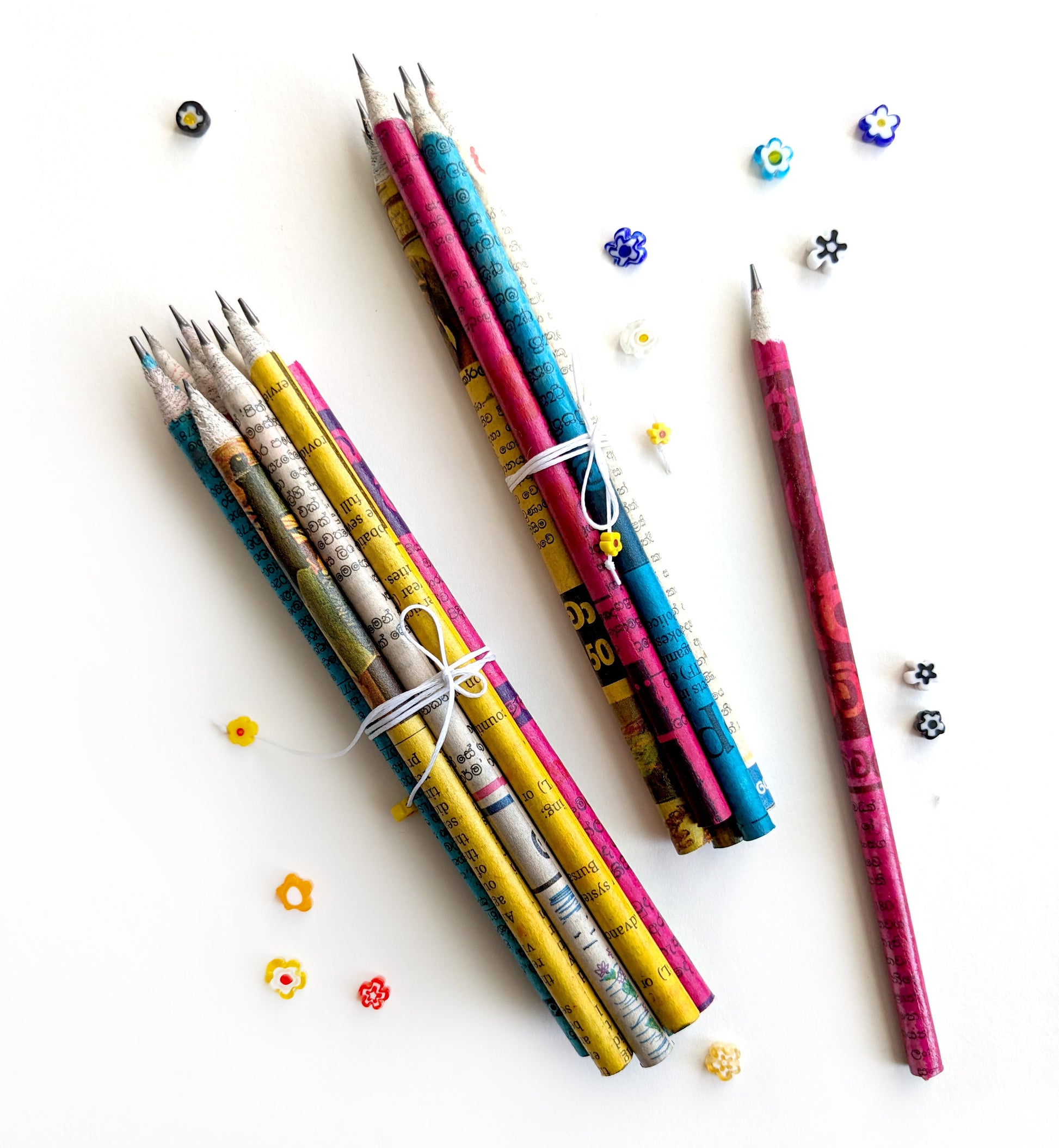 Handmade Recycled Newspaper Pencils - Set of 5 or 10 - Bella & The Moon (Handmade Gifts and Stationery)