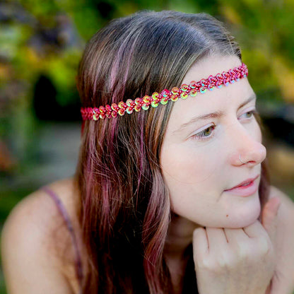 Handmade Sequin Headbands - Red - One Size Fits All- Bella & The Moon (Handmade Gifts and Stationery)