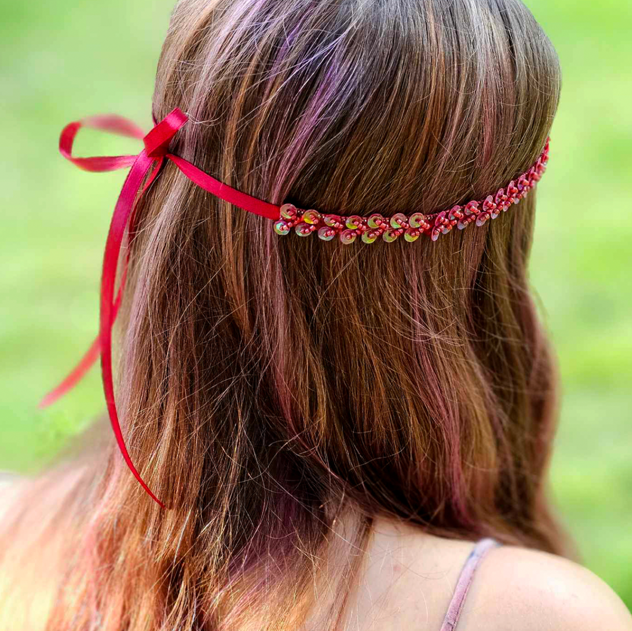 Handmade Sequin Headbands - Red - One Size Fits All- Bella & The Moon (Handmade Gifts and Stationery)