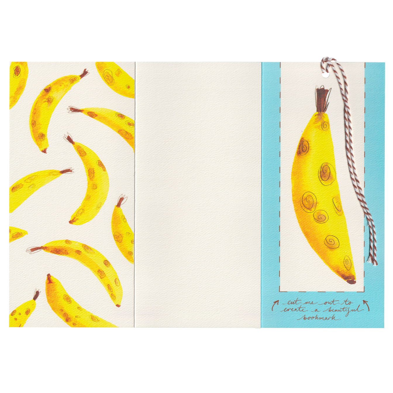 A funny baboon happy birthday greetings card with the words 'sweet cheeks'. It features a big-bottomed baboon on an extra special greeting card. The card includes a cut-out bookmark inside with a banana illustration. DL in size. Bella & The Moon gifts and stationery 