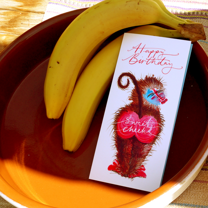 NEW: Happy Birthday Baboon - Cut-Out Bookmark Greetings Card