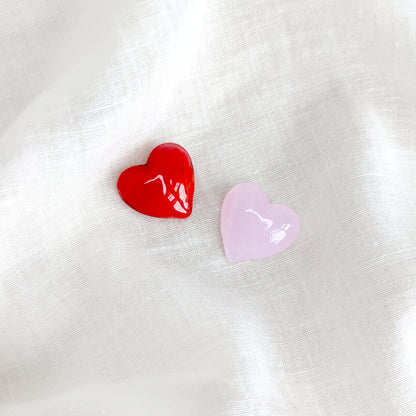 Miniature Glass Heart Decoration - Love Token - Red, Pink - 1.4cm x 0.5cm - Bella & The Moon (Handmade Gifts and Stationery)