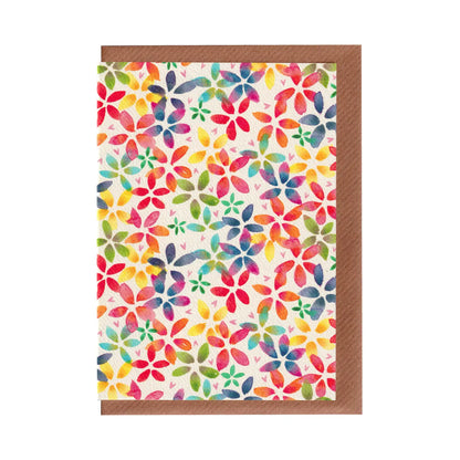 Watercolour Rainbow Blossom Greetings Card