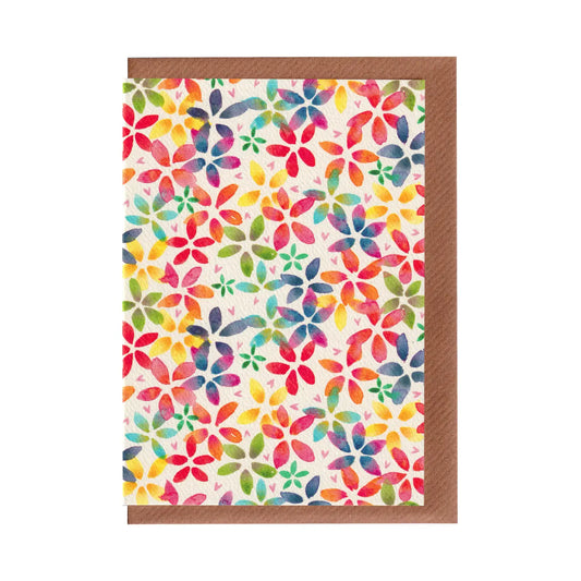 Watercolour Rainbow Blossom Greetings Card