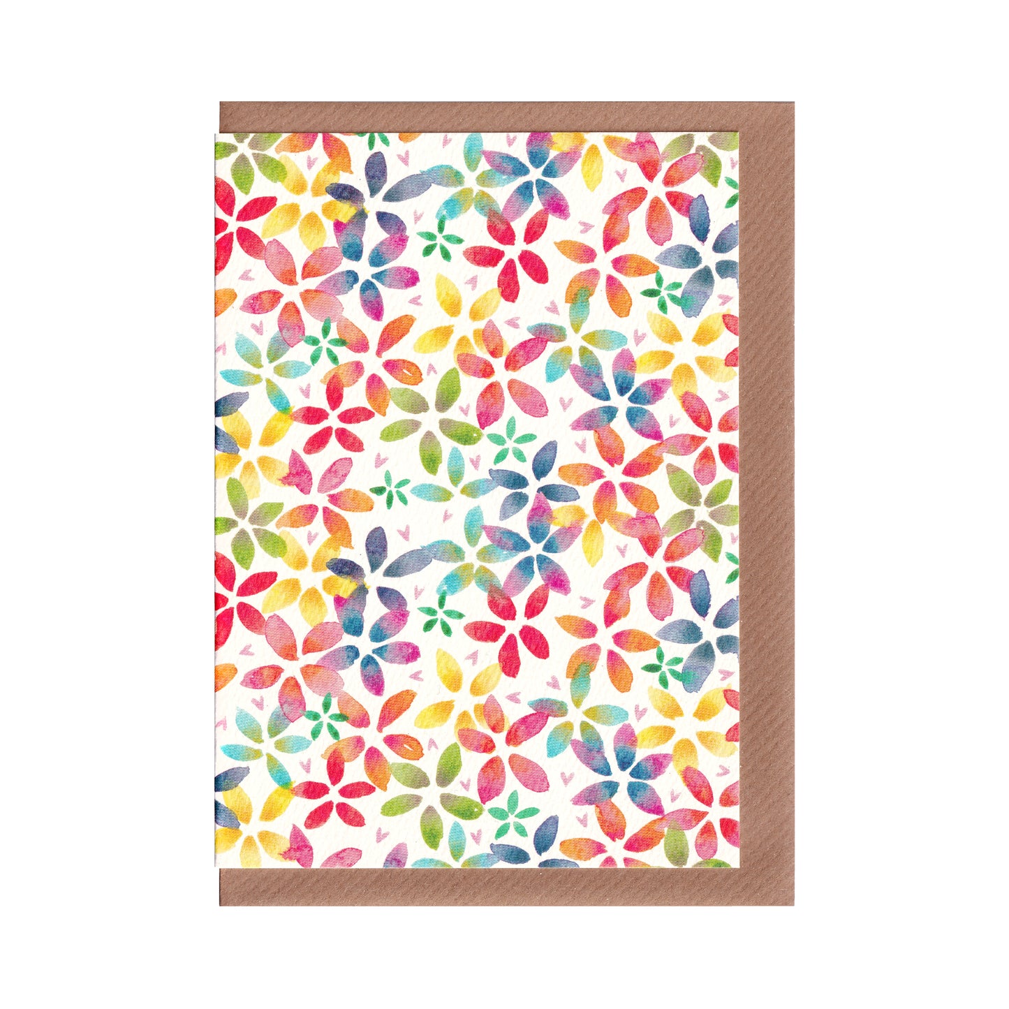 Rainbow Blossom greetings card featuring a vibrant floral design with rainbow-coloured blossoms, perfect for birthdays, anniversaries, or spring celebrations, A6 size, 300gsm premium card stock, designed by Bella & The Moon.