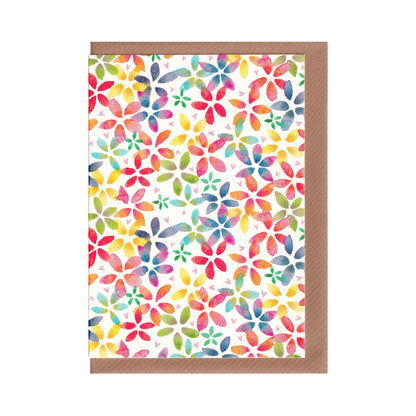 Rainbow Blossom greetings card featuring a vibrant floral design with rainbow-coloured blossoms, perfect for birthdays, anniversaries, or spring celebrations, A6 size, 300gsm premium card stock, designed by Bella & The Moon.