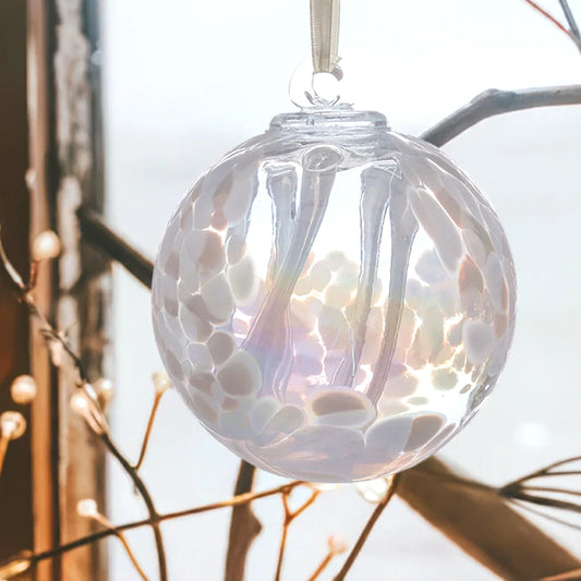 Sienna Glass Engagement Ball - White - 10cm x 10cm x 10cm - Bella & The Moon (Handmade Gifts and Stationery)